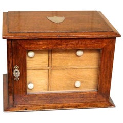 Vintage Edwardian Oak Table Top Collectors Box