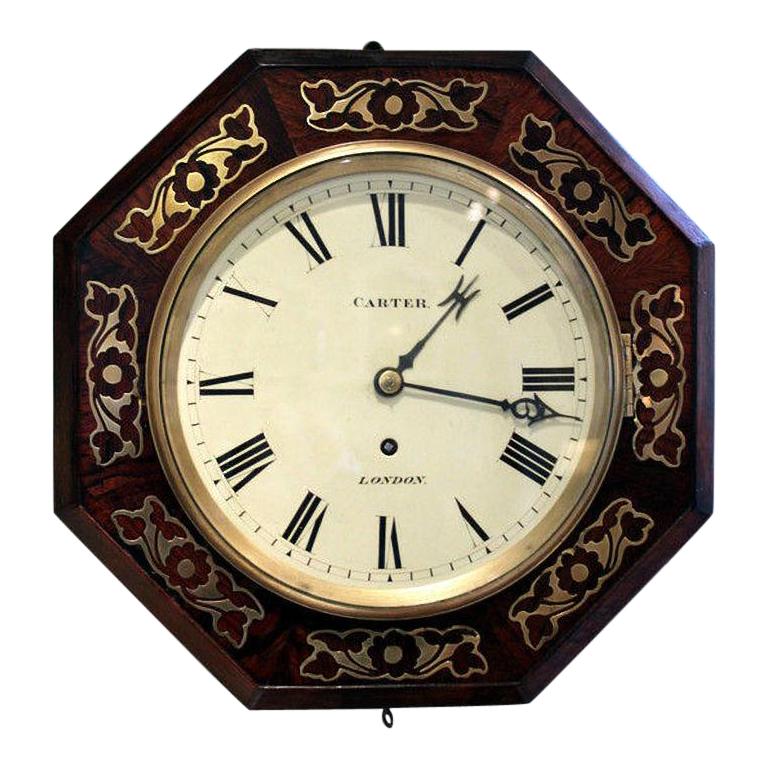 Small Regency Octagonal Wall Clock For Sale