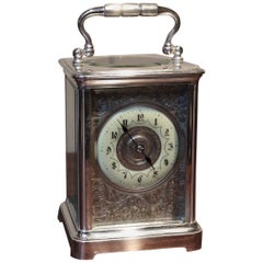 Large Silver Plated Striking Carriage Clock