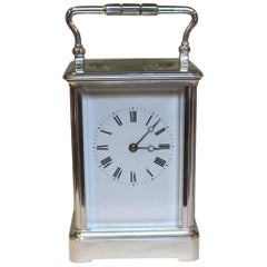 Large Silver Plated French Carriage Clock