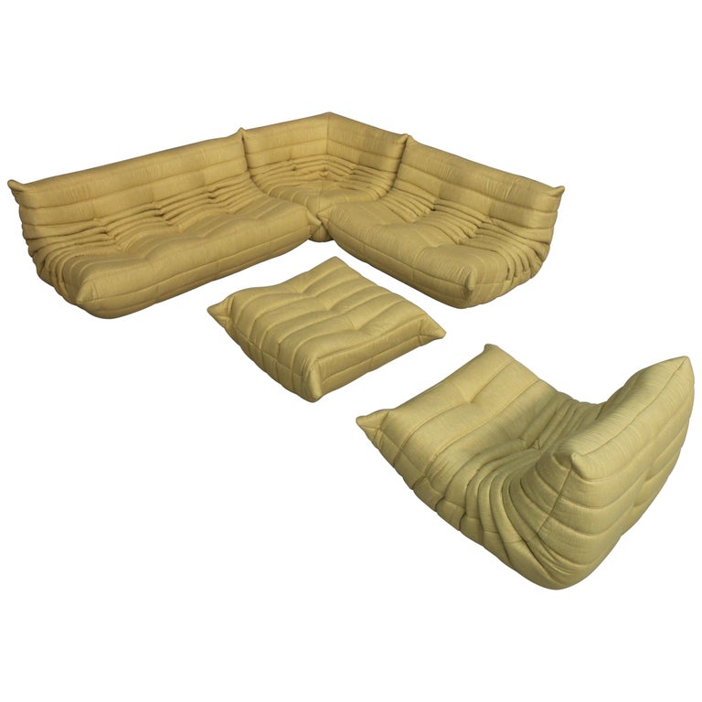 CERTIFIED Ligne Roset TOGO Set in durable Chartreuse Fabric, DIAMOND QUALITY For Sale