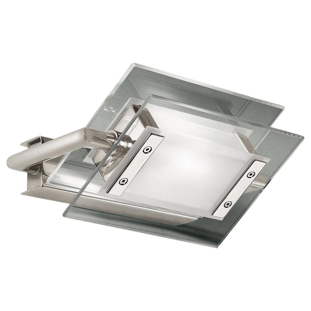 Leucos 360° P-PL 120 Wall Light in Satin, Transparent and Nickel by Design Lab For Sale