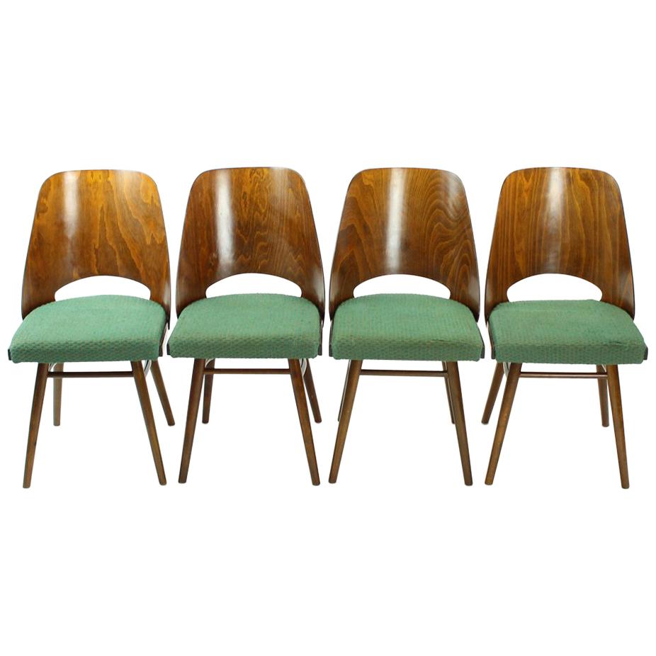 Set of Four Midcentury Chairs by TON in Walnut, Czechoslovakia 1960s For Sale