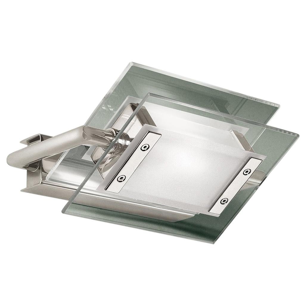 Leucos 360° P-PL 200 LED Wall Light in Satin, Transparent & Nickel by Design Lab For Sale