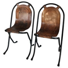 Used Post-War Sebel Stak-a-bye Garden Chairs with Unique Patinaed Pressed Metal Seats