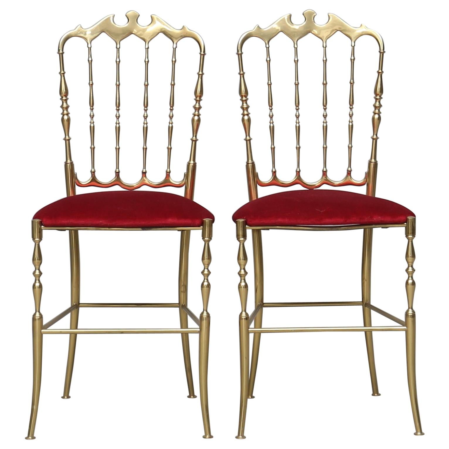 Chaises de salle de bal en laiton du milieu du siècle dernier de Giuseppe Gaetano Descalzi