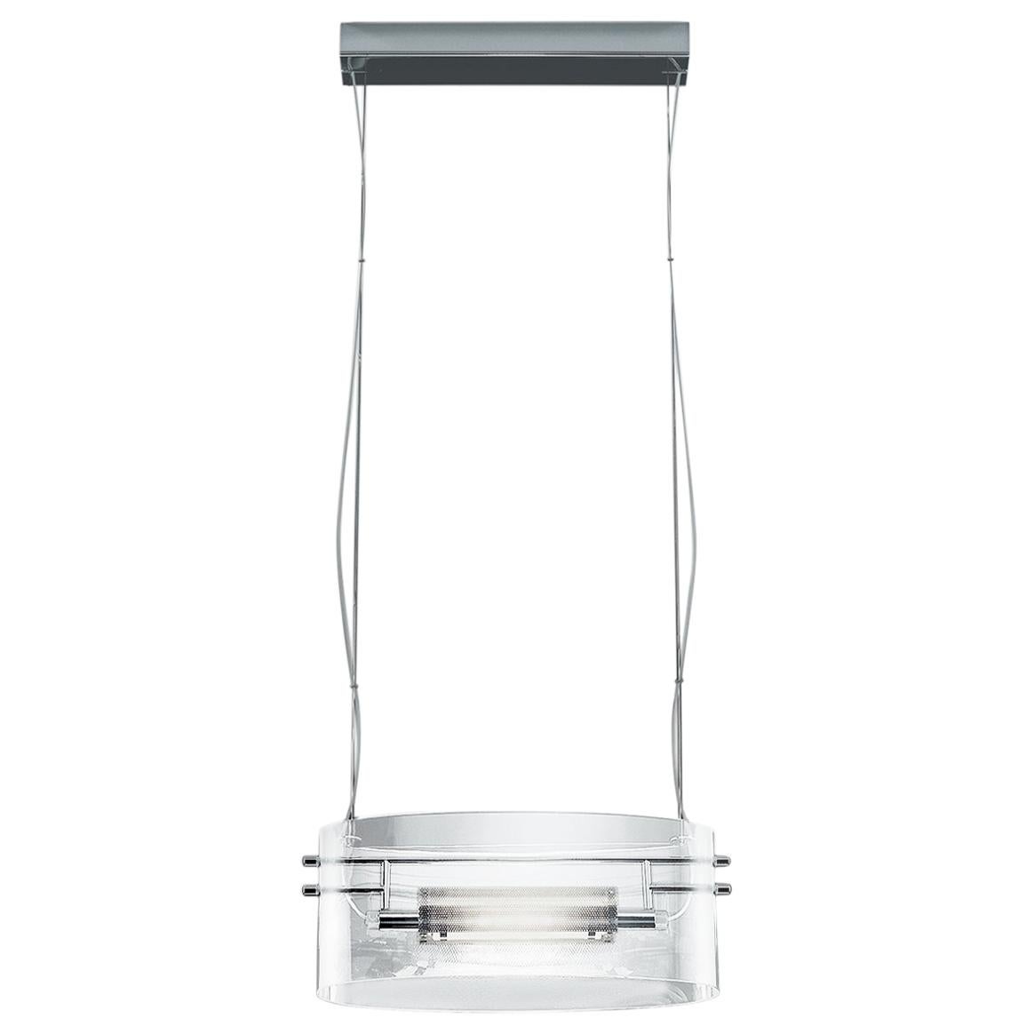 Leucos Vittoria S Pendant Light in Clear and Chrome by Toso, Massari & Assoc.  For Sale
