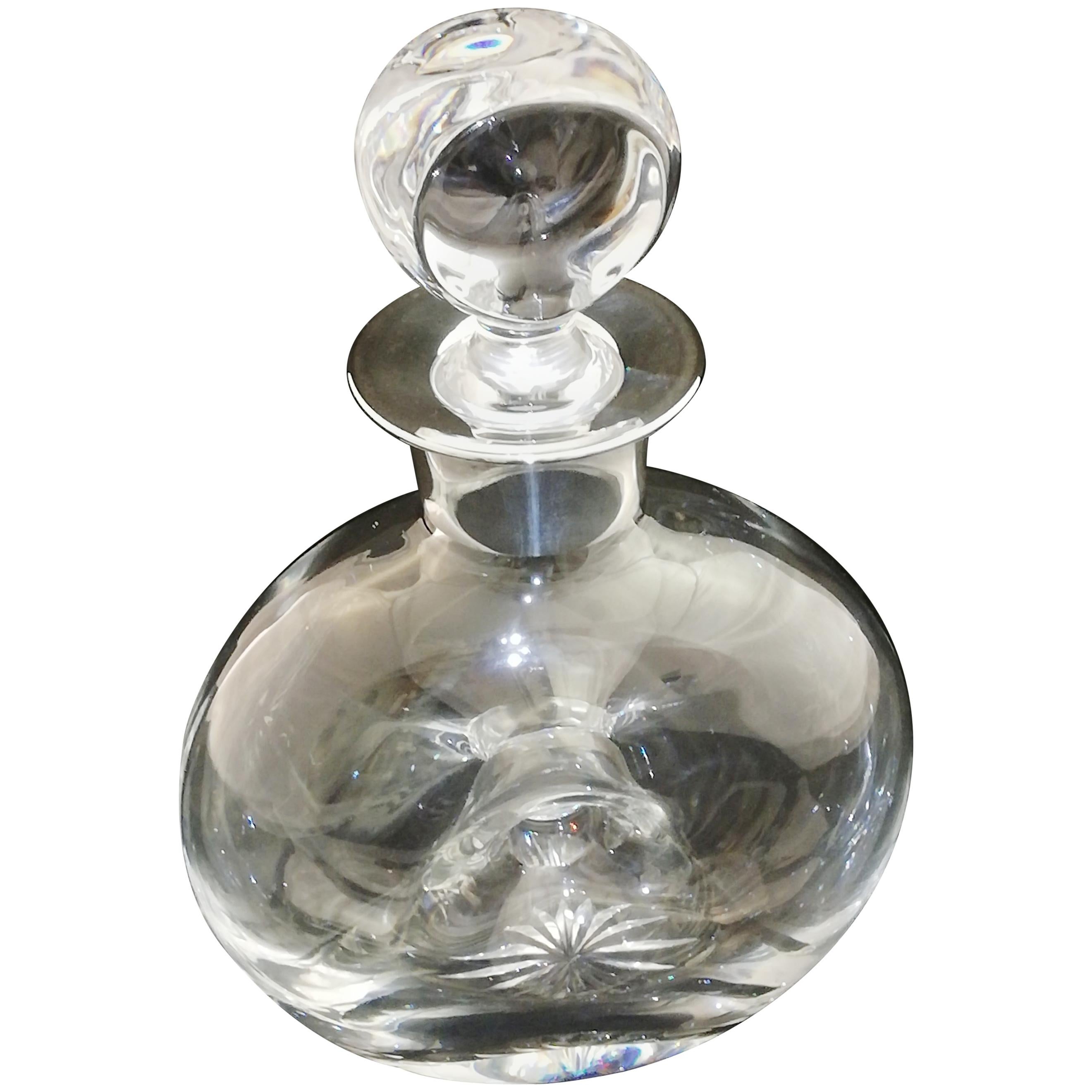 Crystal Carafe with Sterling Silver Rim For Sale