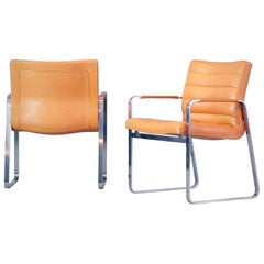 J. Lund & O. Larsen Chairs '2' Bo-Ex Denmark Stell Leather Cognac, 1970s