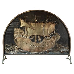 Arched, Solid Brass, Art Deco Fire Screen by Myttons, Australia, circa 1930s