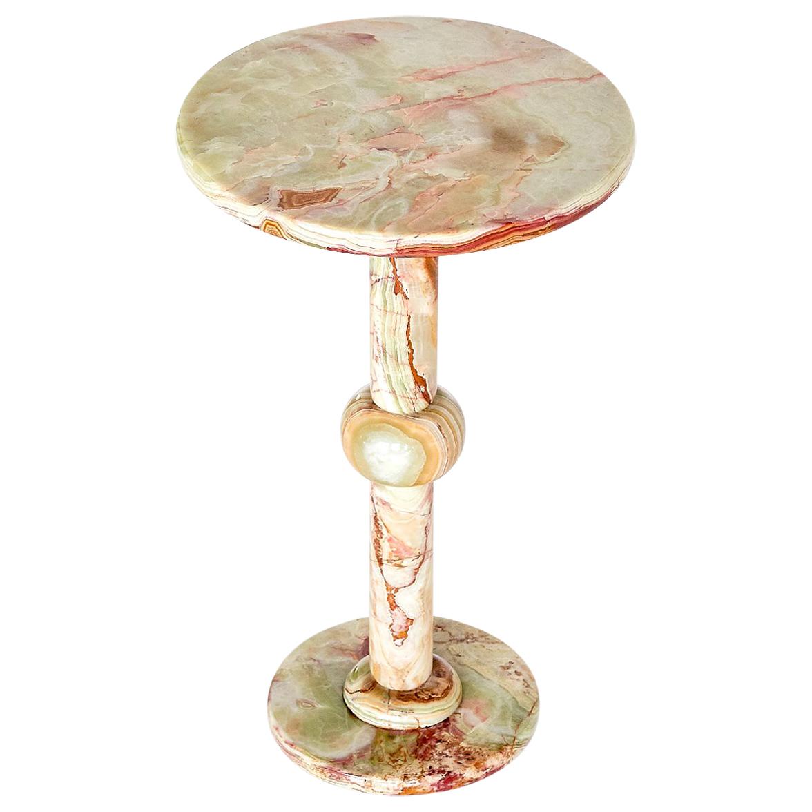 Onyx Side Table with Pedestal Base, Italy, 1960s