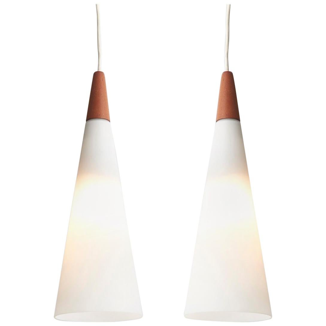 Pair of White Cone Pendants by Holmegaard at 1stDibs