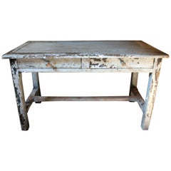 Antique French Provincial Painted Pine Side Table from a Potters Studio, circa 1900
