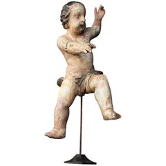 Late 18th Century Italian Putto Hand Carved Religious Angel Cherub Figure