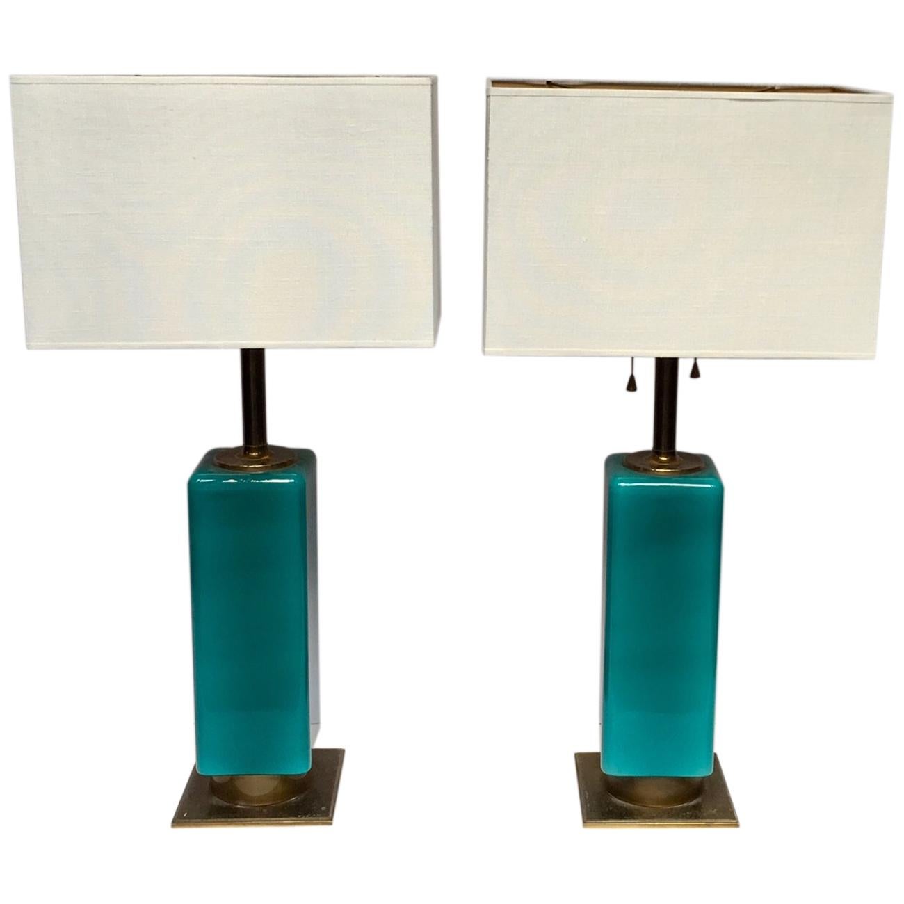 Pair of Mid-Century  Italian Murano Table Lamps