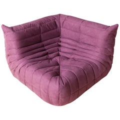 Togo Corner Couch in Aubergine Microfibre by Michel Ducaroy by Ligne Roset