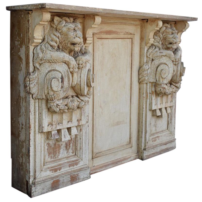 19th Century Hand Carved Lion Console Decorative Unique Furniture
