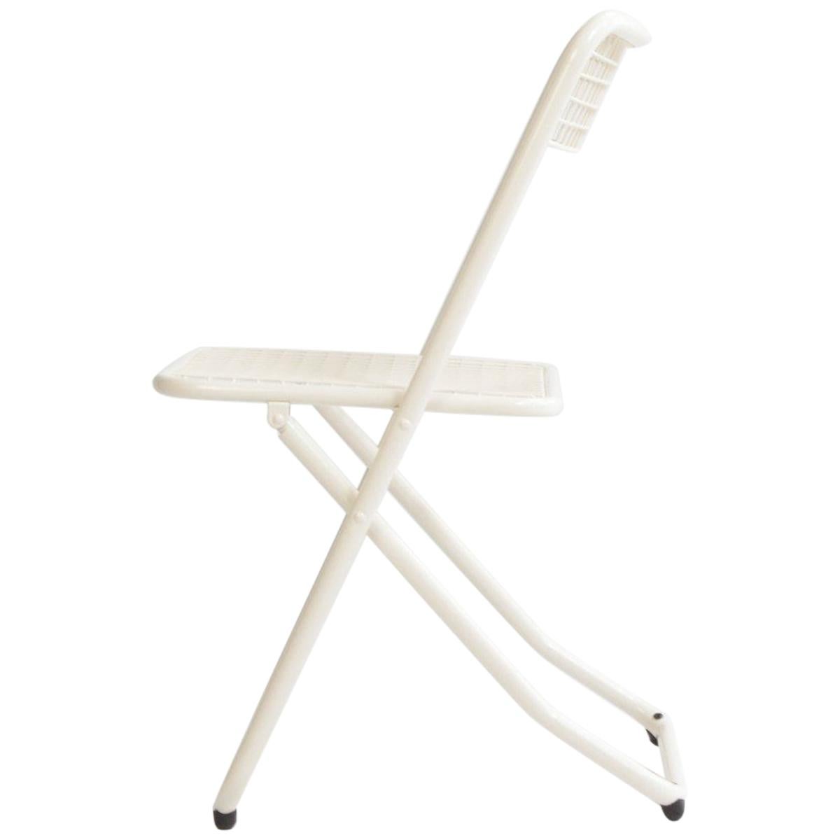 New Folding Iron Chair Beige 1013 by Houtique signed by Federico Giner, Spain