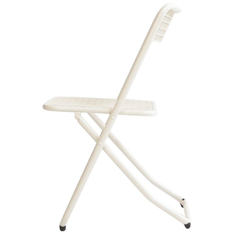 New Folding Iron Chair Beige 1013 by Houtique signed by Federico Giner, Spain For Sale
