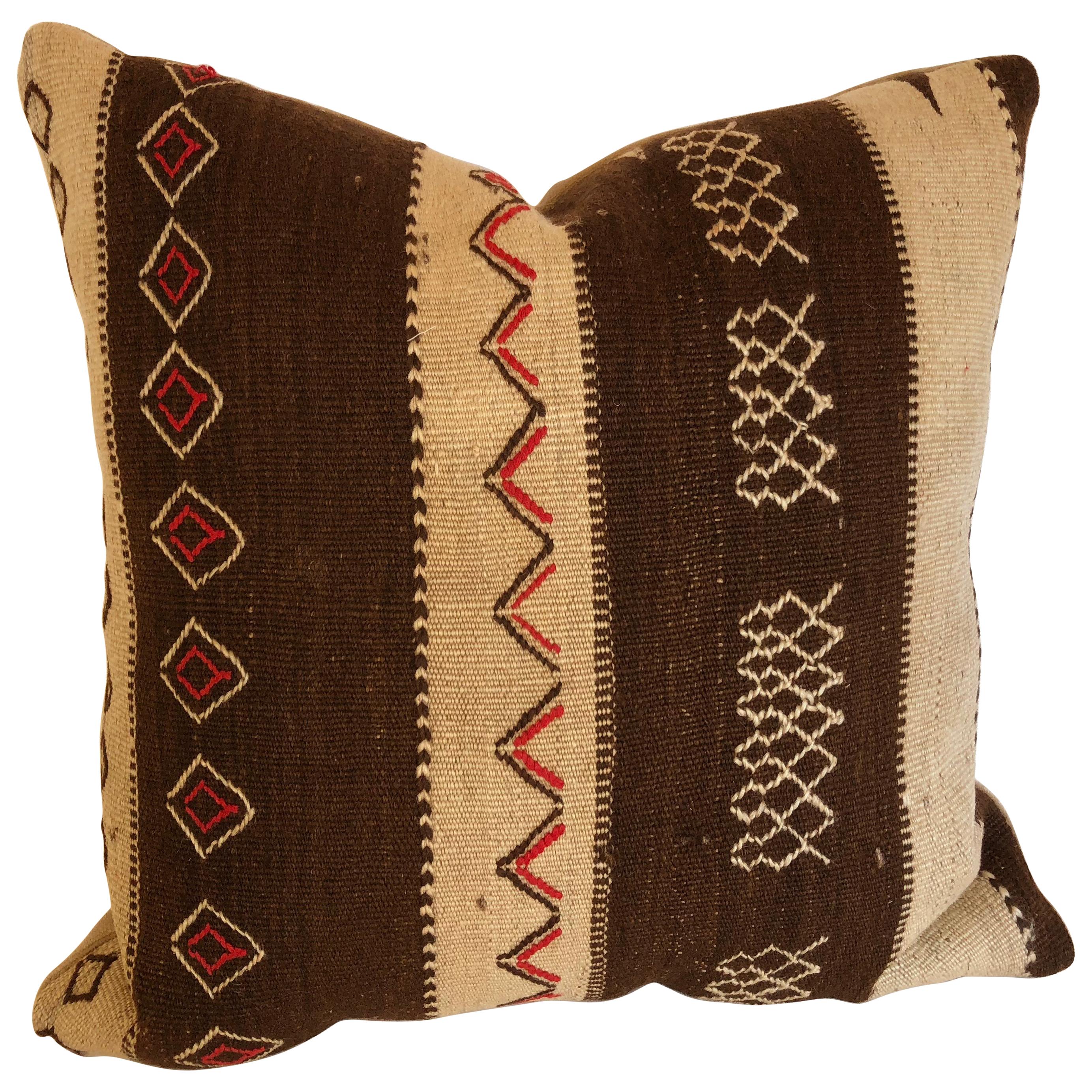 Custom Pillow by Maison Suzanne, Cut from a Vintage Moroccan Wool Ourika Rug For Sale