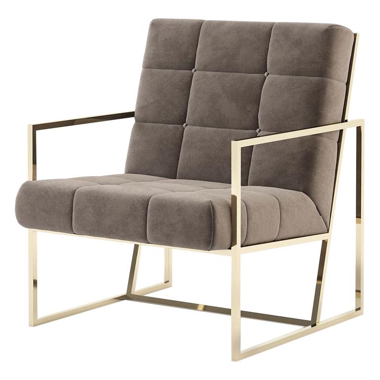 Matrix Fabric Armchair with Taupe Fabric
