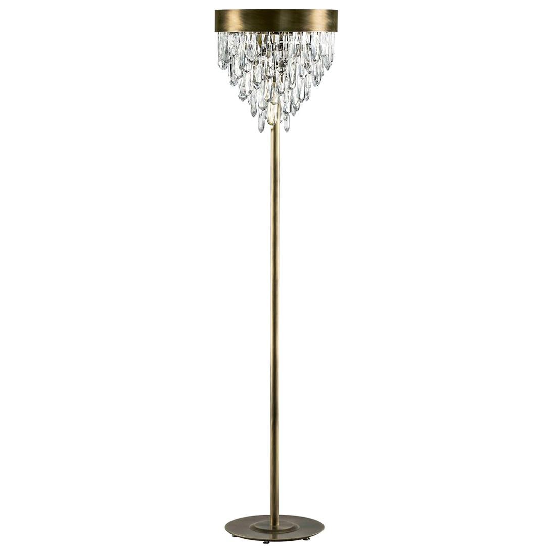 Crystal Sticks Floor Lamp in Antique Brushed Brass