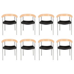 Conjunto de ocho sillones Johannes Foersom de acero y haya de los años 90, por Paustian