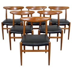 Set of 6 Midcentury Danish Modern Hans Wegner W2 C.M. Madsen Dining Chairs