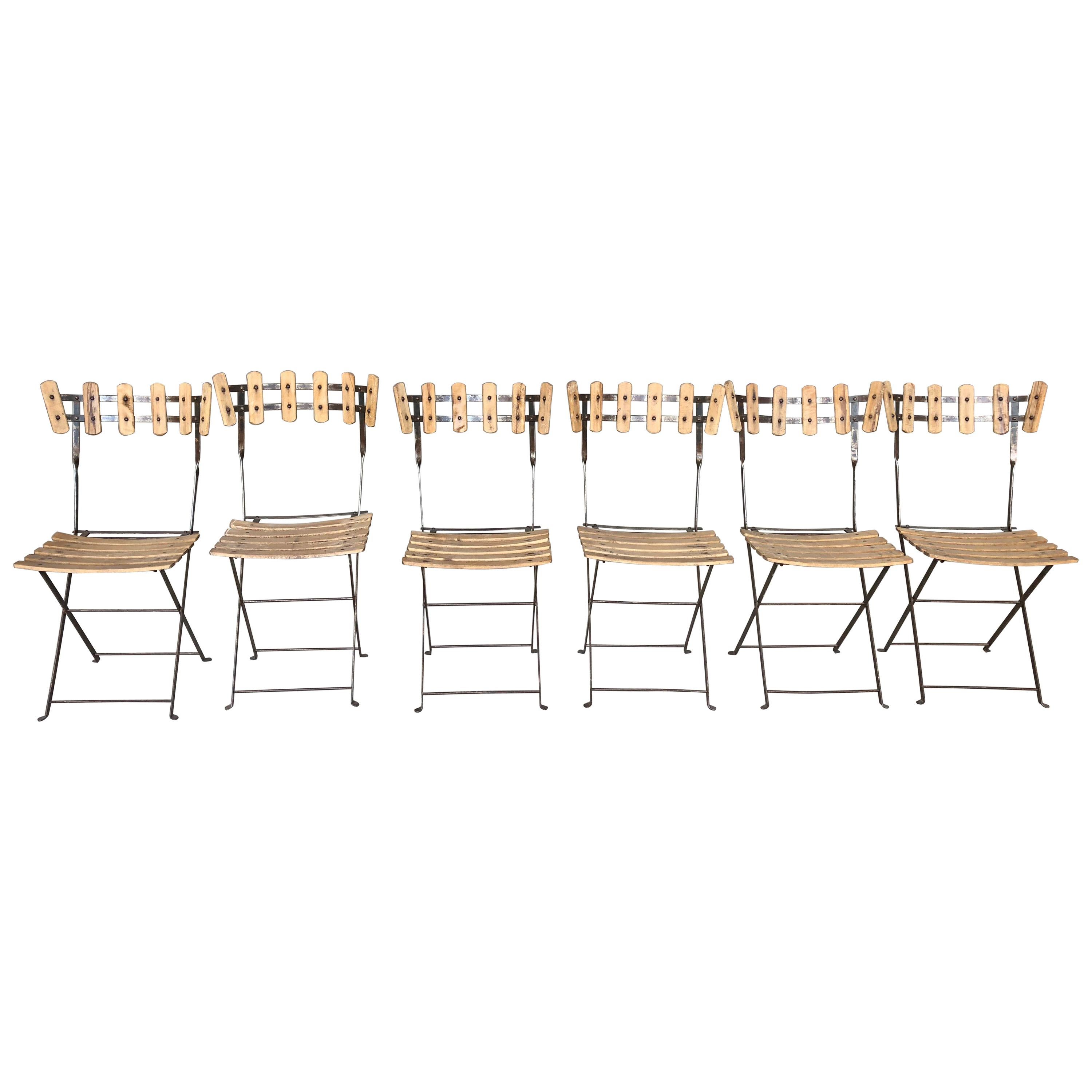 Vintage French Bistro Folding Chairs For Sale
