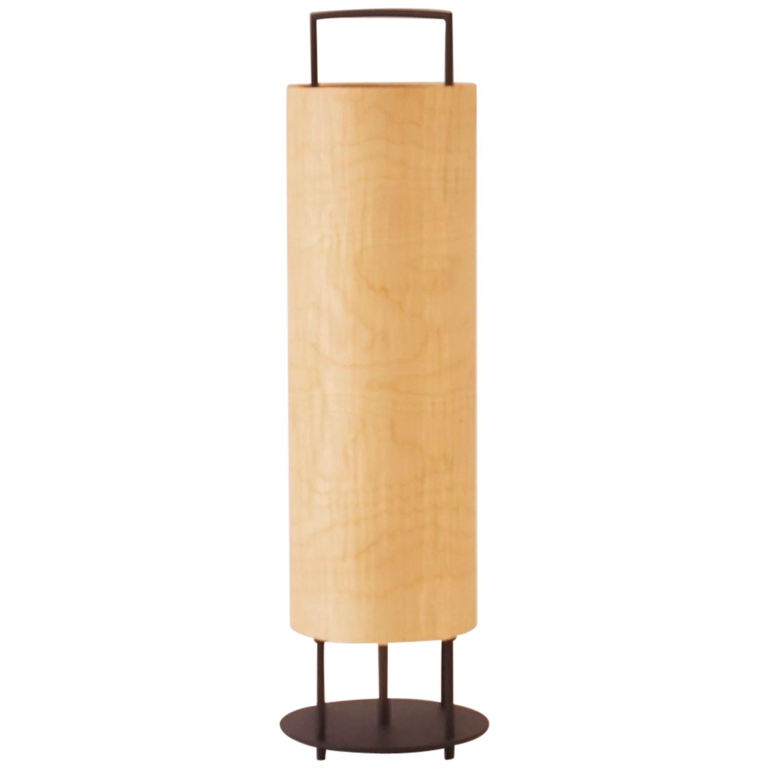 Maple Wood Veneer Lantern #3 with Blackened Metal Frame