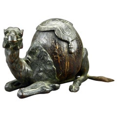 19th Century Bronze and Coconut Mounted Inkwell
