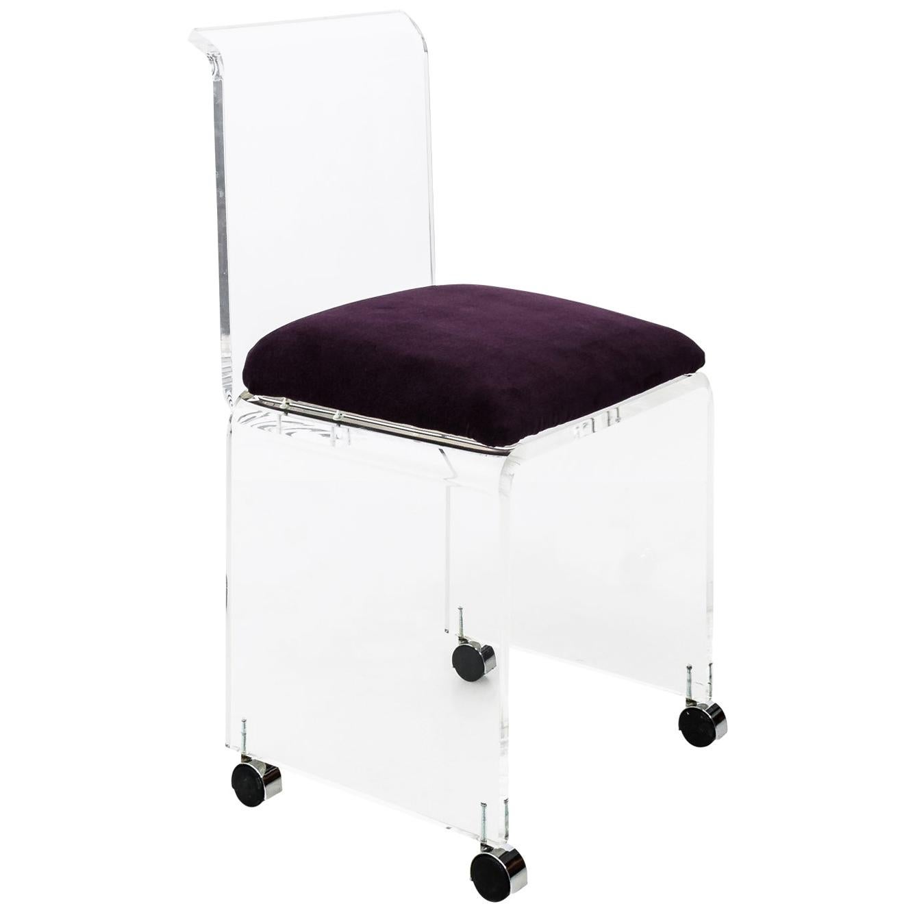 Lucite and Velvet Vanity Chair