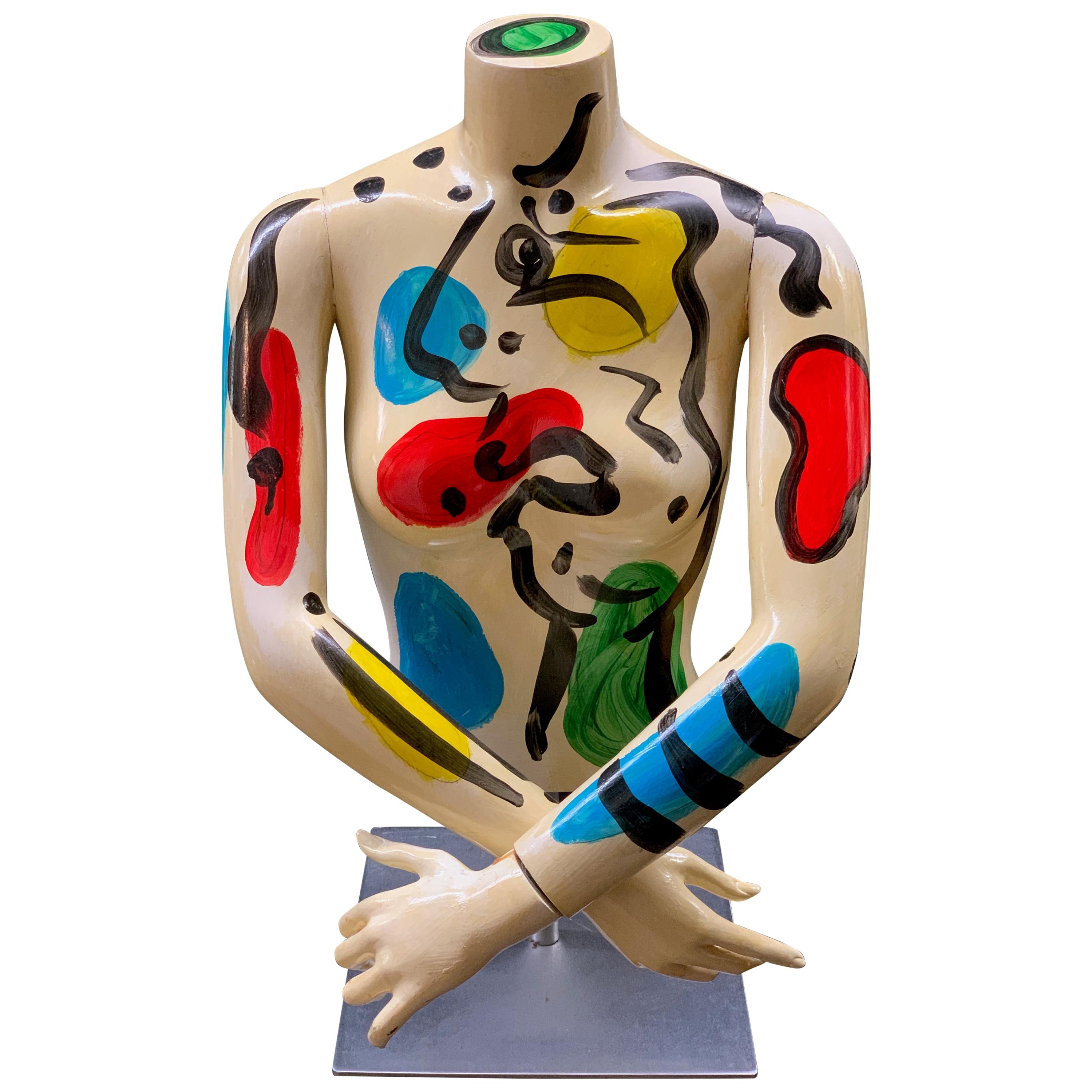 Torse à mannequin peint de Peter Keil, expressionniste abstrait