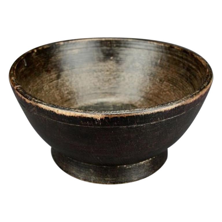 19th Century Lacquered Treen Rice Bowl For Sale