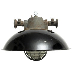 Industrial Czech Lights with Caged Glass, circa 1940