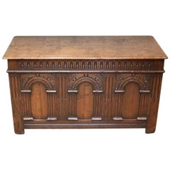 Vintage Carved Oak Coffer