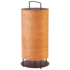 Cherry Wood Veneer Lantern #6 with Blackened Metal Frame 