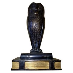 Early 20th Century Antique Hans Muller Austrian Bronze Owl Sculpture