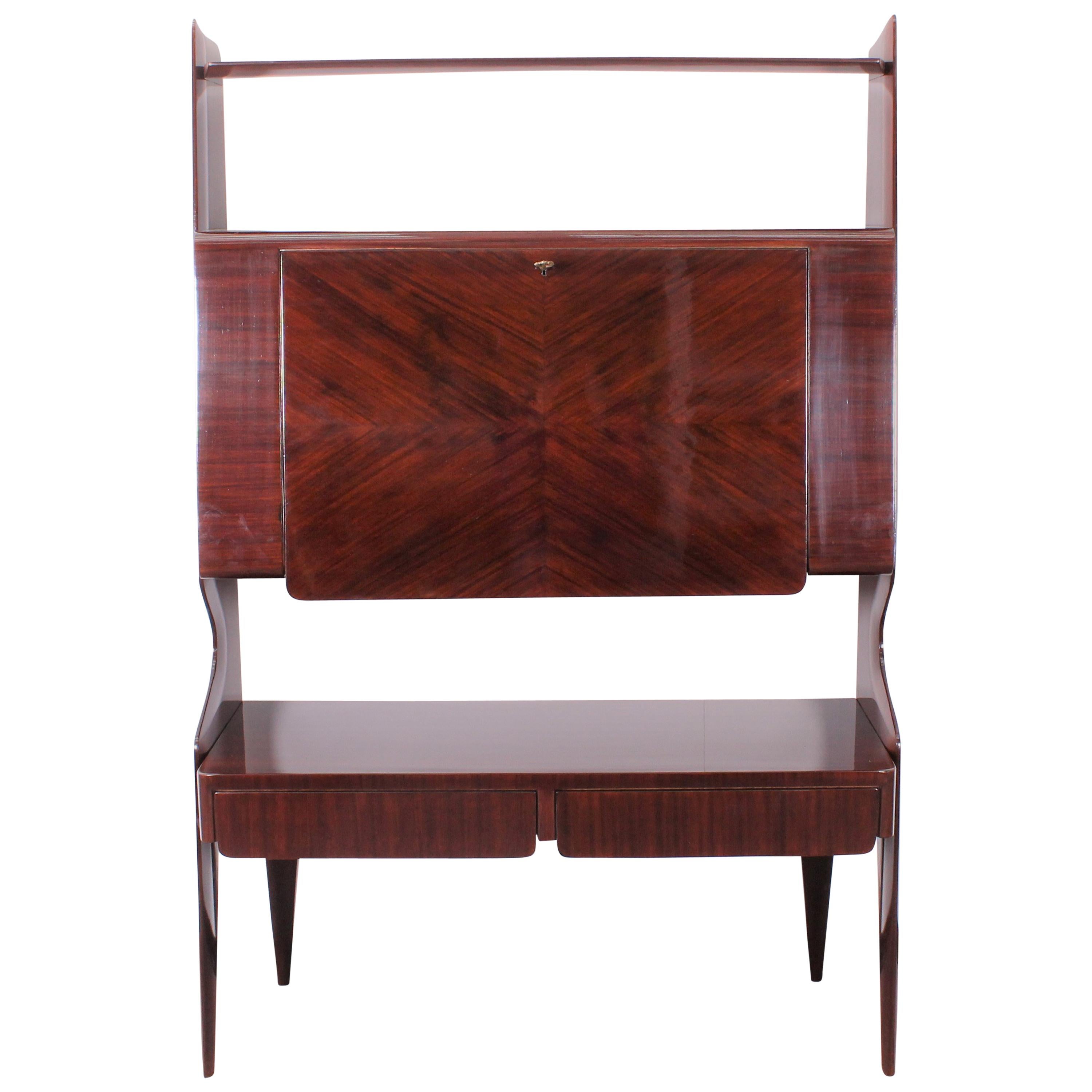 Ico Parisi Style 1960 Midcentury Design Rosewood Bar Cabinet