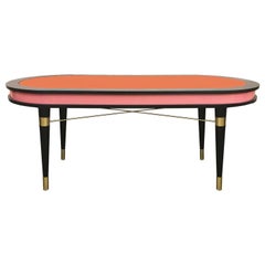 Organic Modern Oval Dark Wenge & Brass Dining Table Pink & Orange, Madagascar 