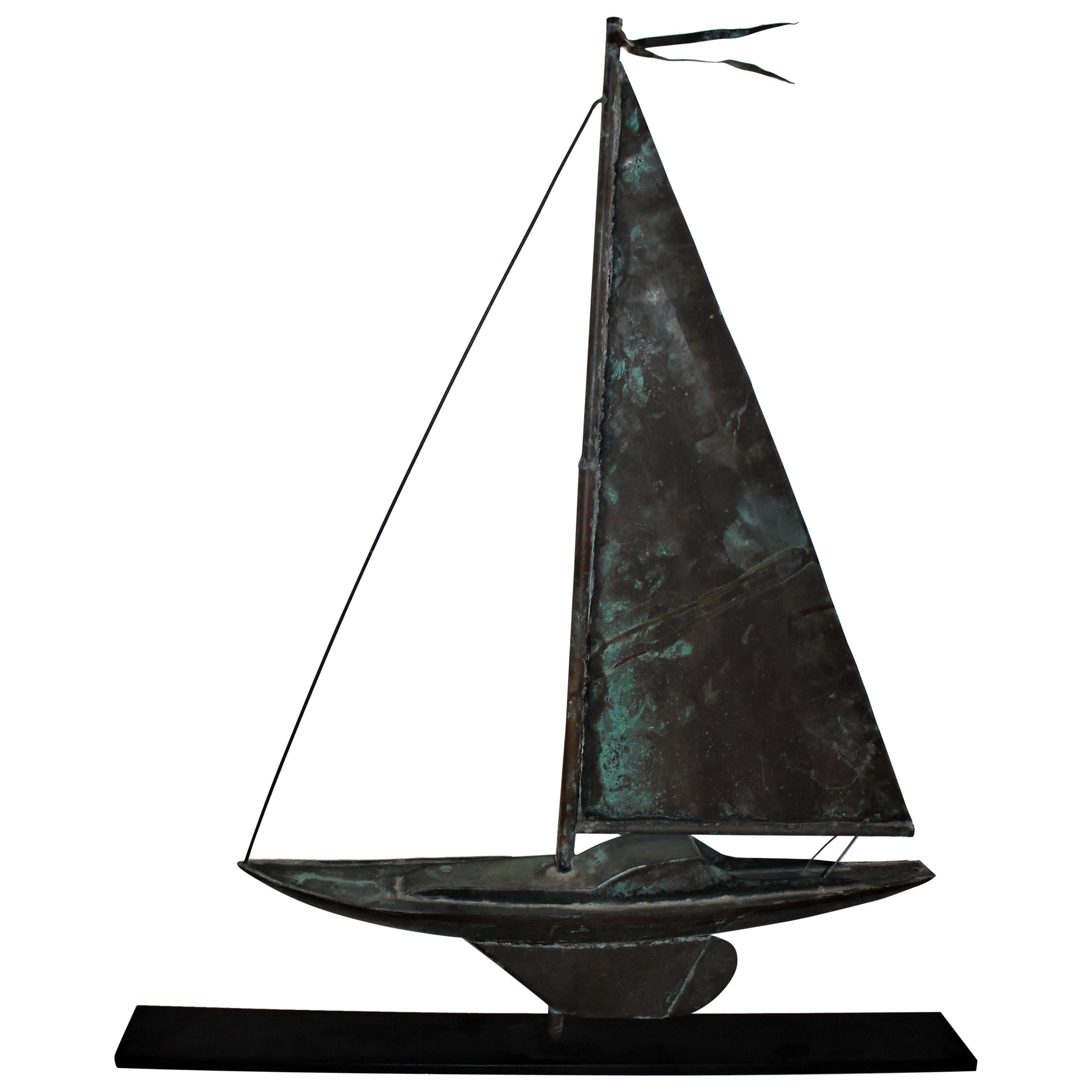 Sailboat Weather Vane on Iron Stand