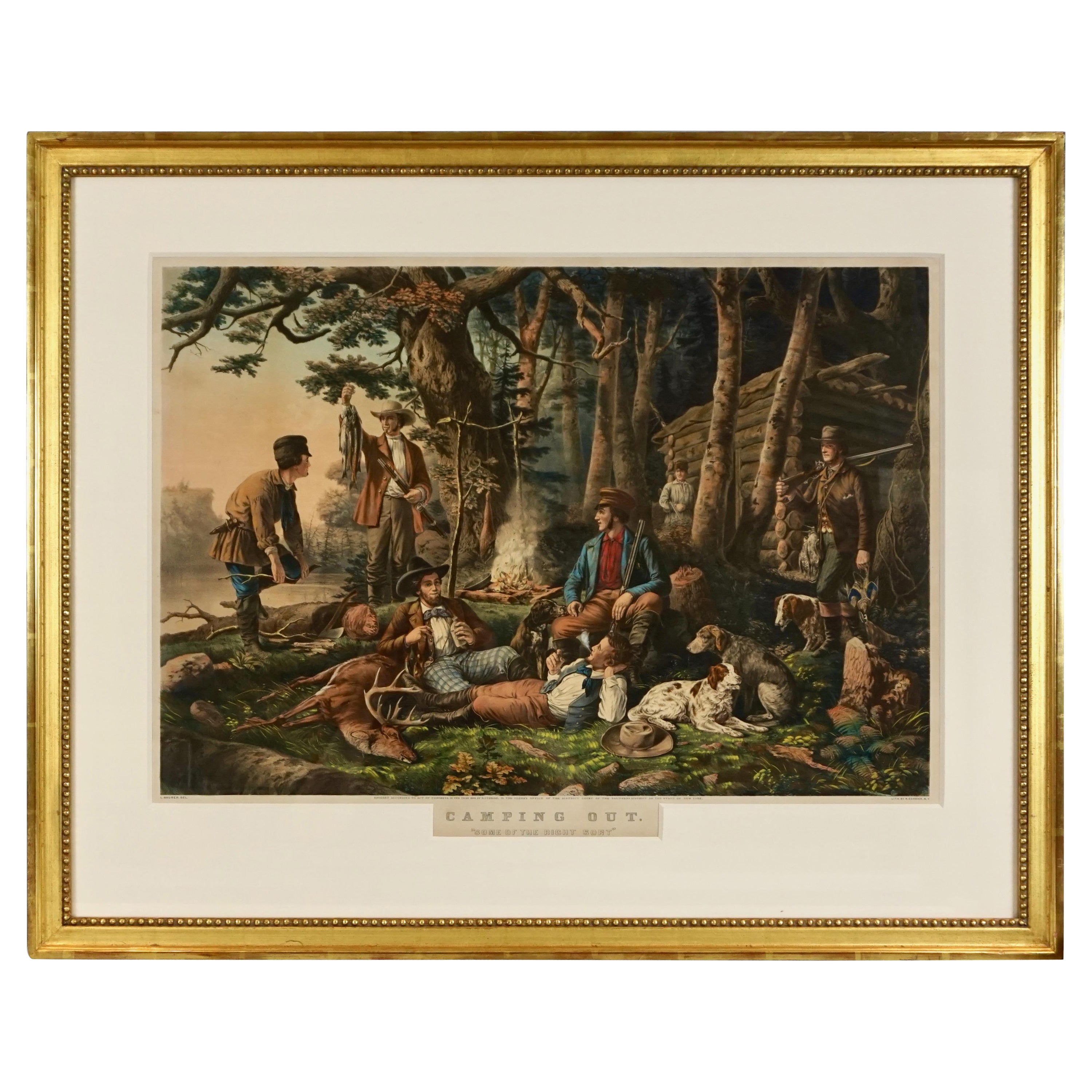 A large folio hand colored lithograph by Nathaniel Currier (1813-1888) and James Merritt Ives (1824-1895) titled 