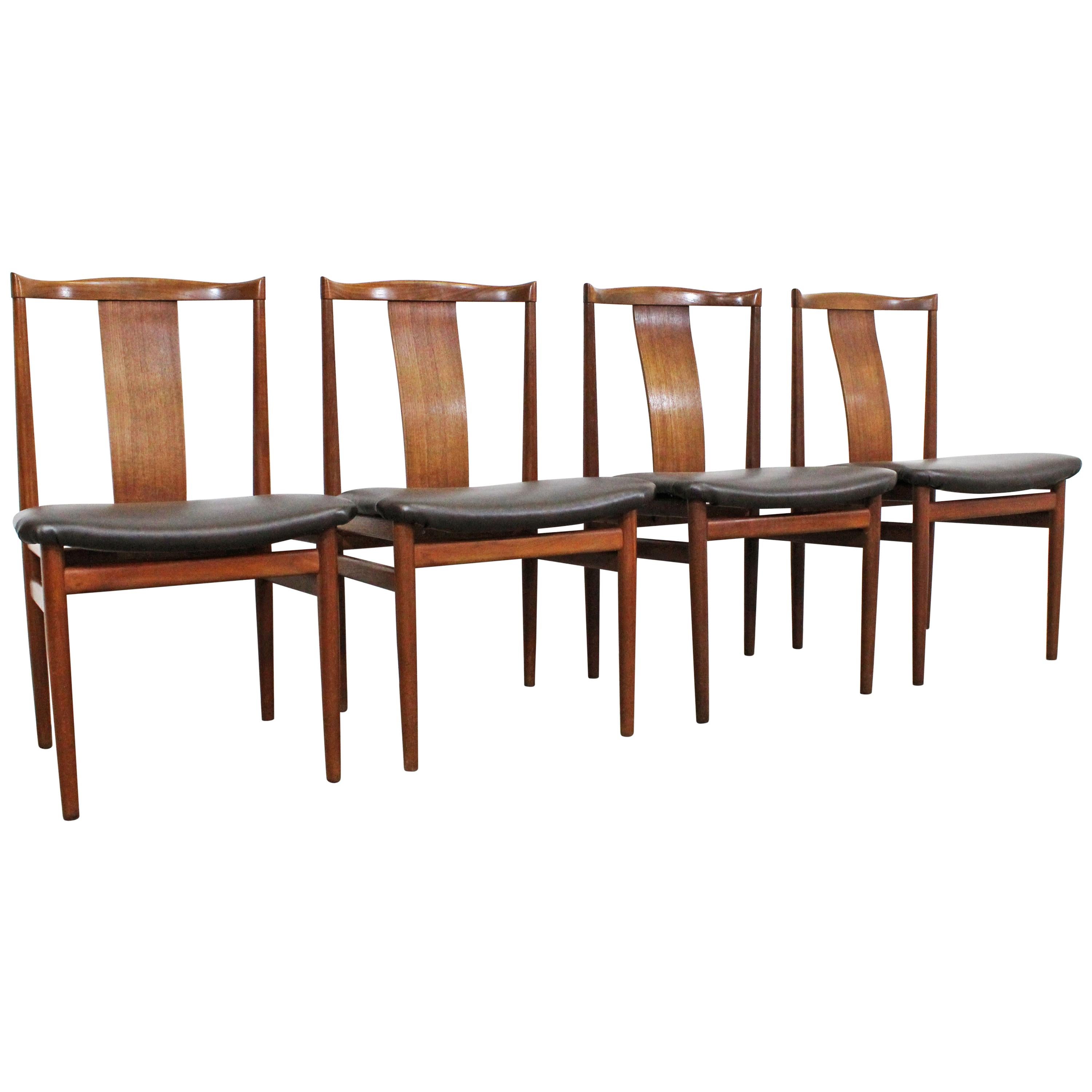 Set of 4 Mid Century Danish Modern Folke Ohlsson Style Teak Dining Chairs