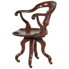Antique Swivel Desk Chair in Mahogany
