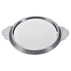 French 1930s Art Deco circular Mirrored Tray