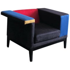 Mondrian De Stijl Style Clubsessel aus Microsuede