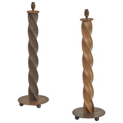 Pair of Twisted Iron Lamps