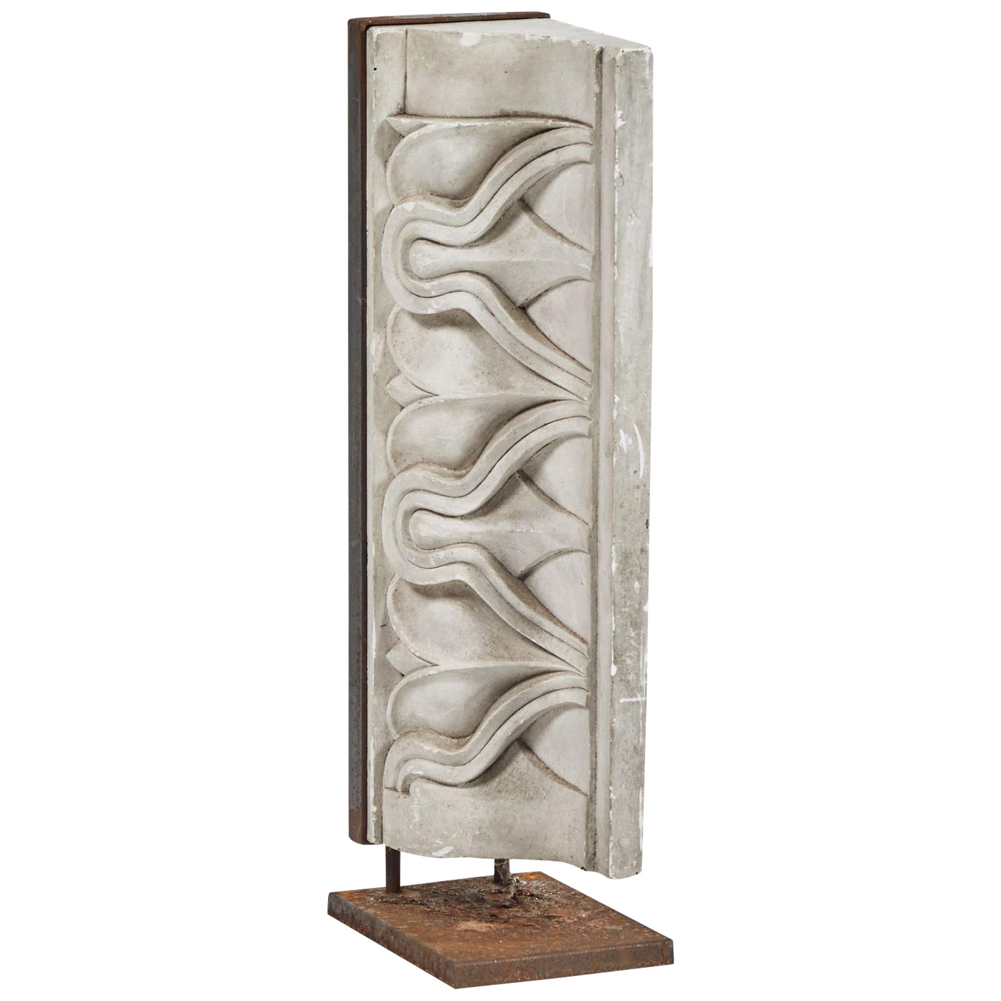 Carved Plaster Architectural Relief Mounted on Iron Stand