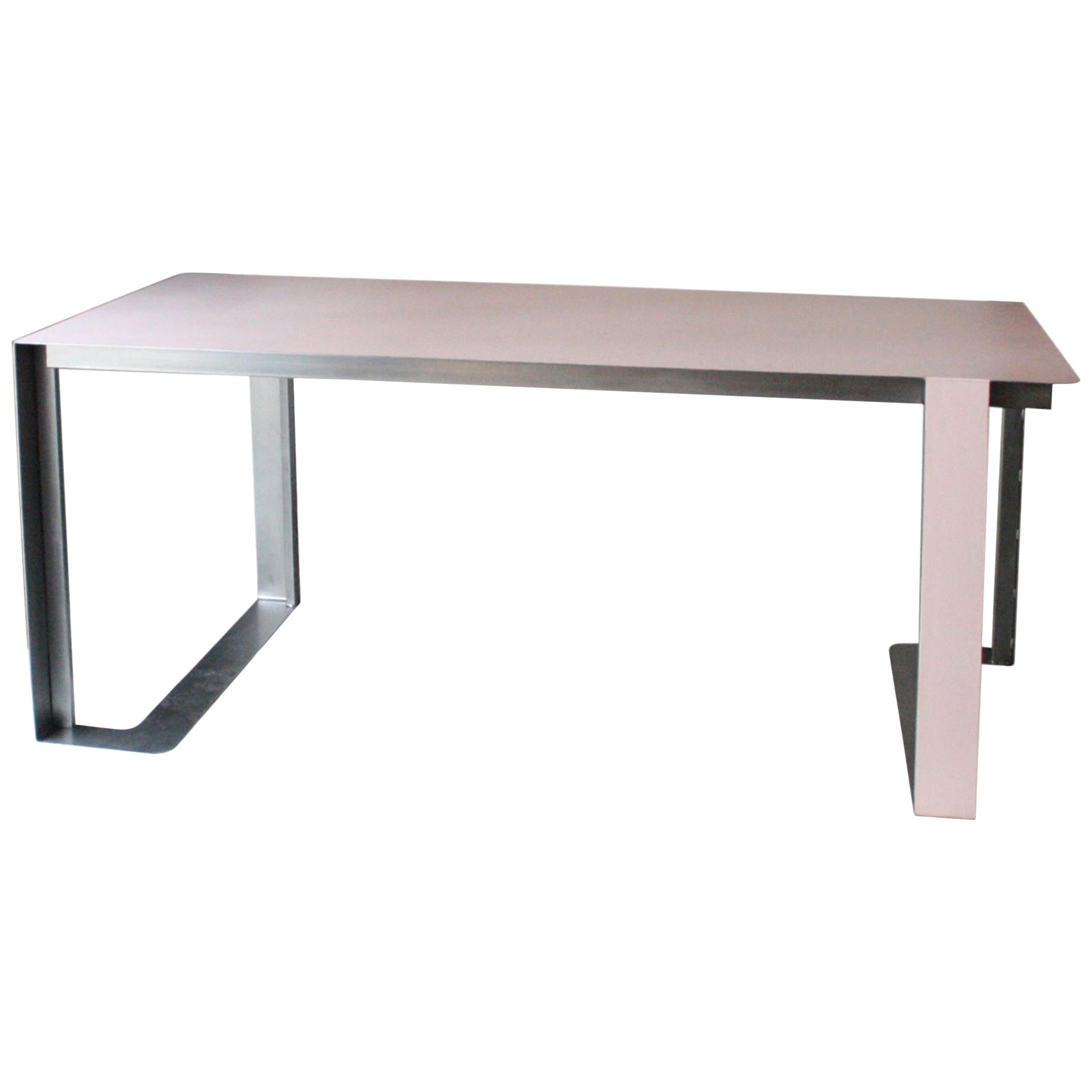Laurent Dif Contemporary Rectangular Pink Steel French Dining Table, 2016