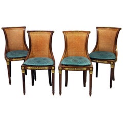 Set of Four Early 20th Century Gilt Bronze Mounted Salon Chairs